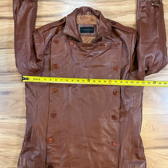Women’s Leathercult Custom Brown Leather Double Breasted Jacket Sz M - Picture 6 of 11